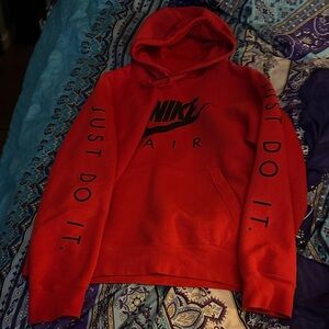 Nike Red Pullover Hoodie with Black 'Nike Air' Logo